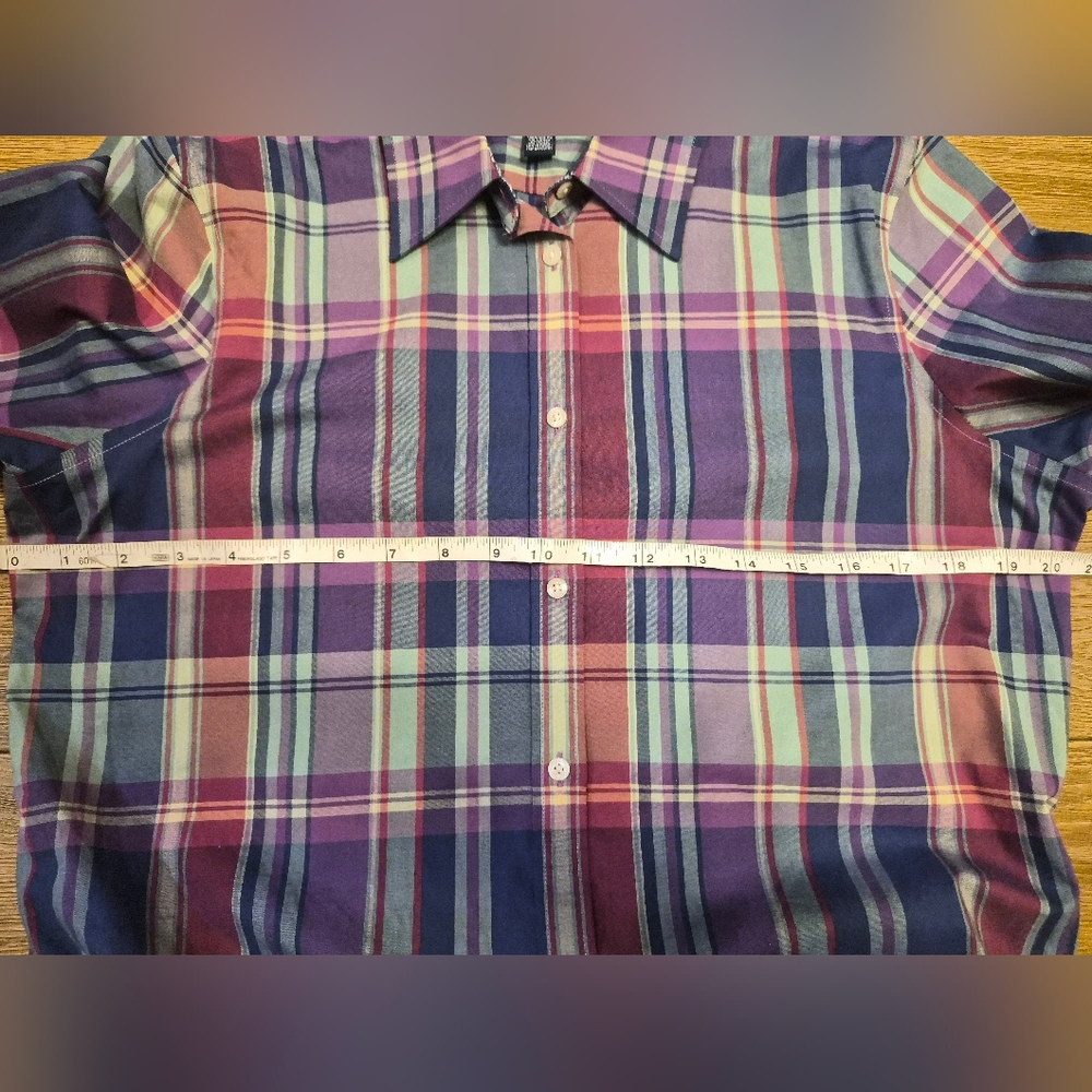 [LIKE NEW] CHAPS Blue and Purple Plaid Button Down Shirt Womens Large - Picture 7 of 10